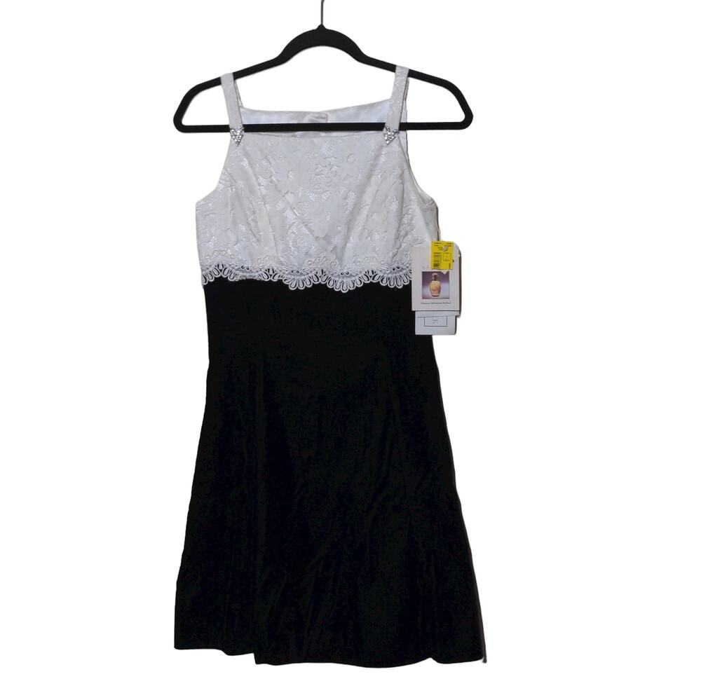 Scott McClintock A Line Dress Black Lined Spaghetti Strap Lace 6 New Deadstock
